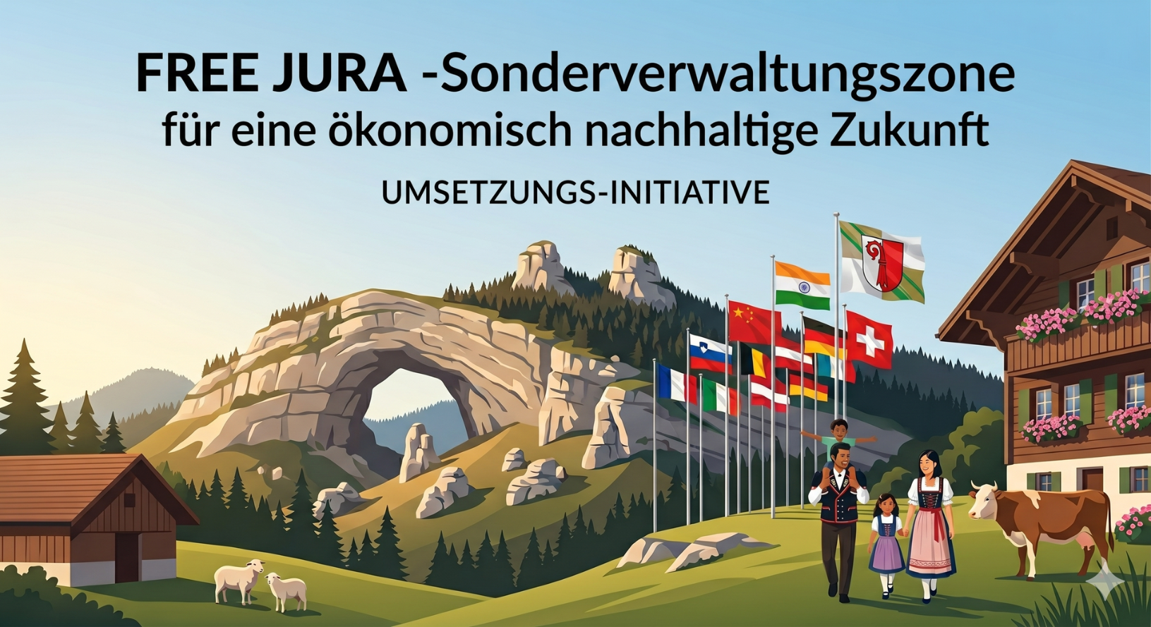 Das Bild zeigt eine glückliche, diverse Familie in der Sonderverwaltungszone Jura